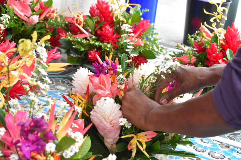 Tropical Fijian flowers at the Suva Municipal Market.